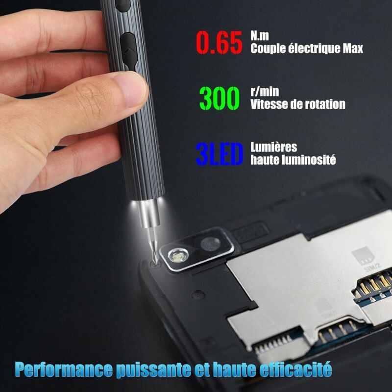 Mini Precision Electric Screwdriver, 0.45-0.65 4N M Torque, Cordless, Electric Precision Screwdriver, 39 in 1 Rechargeable Precision Screwdriver - Image 2