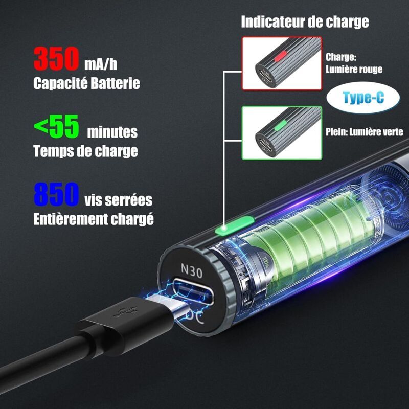 Mini Precision Electric Screwdriver, 0.45-0.65 4N M Torque, Cordless, Electric Precision Screwdriver, 39 in 1 Rechargeable Precision Screwdriver - Image 4