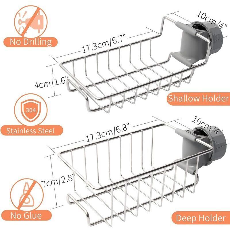 2 Pcs Shower Caddy No Drilling Stainless Steel, Stainless Steel Telescopic Bathroom Shelf, Shower Support Shelf, Shower Bar Soap Holder - Image 2