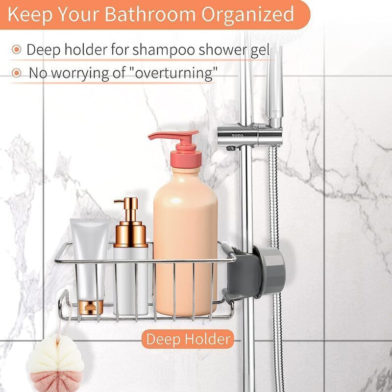 2 Pcs Shower Caddy No Drilling Stainless Steel, Stainless Steel Telescopic Bathroom Shelf, Shower Support Shelf, Shower Bar Soap Holder - Image 4