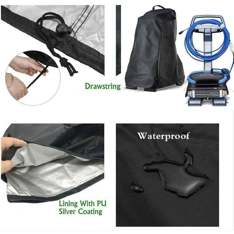 Pool Robot Cover, Garden Pool Cleaner Robot Cover with Handle and Drawstring, Waterproof, 420D Oxford Black, 56 x 66 x 107 cm - Image 3