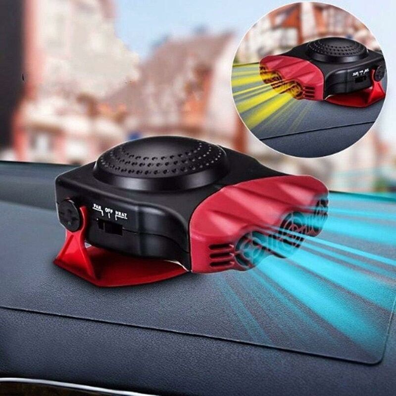Car Heater, 2 in 1 Fast Heating with Heating and Cooling, Anti-Fog, 12V, 150W, 3 Sockets Cigarette Lighter, Red - Image 1