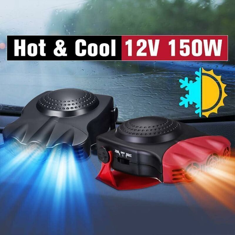 Car Heater, 2 in 1 Fast Heating with Heating and Cooling, Anti-Fog, 12V, 150W, 3 Sockets Cigarette Lighter, Red - Image 2