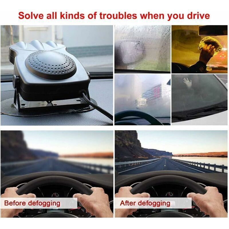 Car Heater, 2 in 1 Fast Heating with Heating and Cooling, Anti-Fog, 12V, 150W, 3 Sockets Cigarette Lighter, Red - Image 3