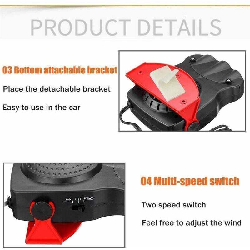 Car Heater, 2 in 1 Fast Heating with Heating and Cooling, Anti-Fog, 12V, 150W, 3 Sockets Cigarette Lighter, Red - Image 4
