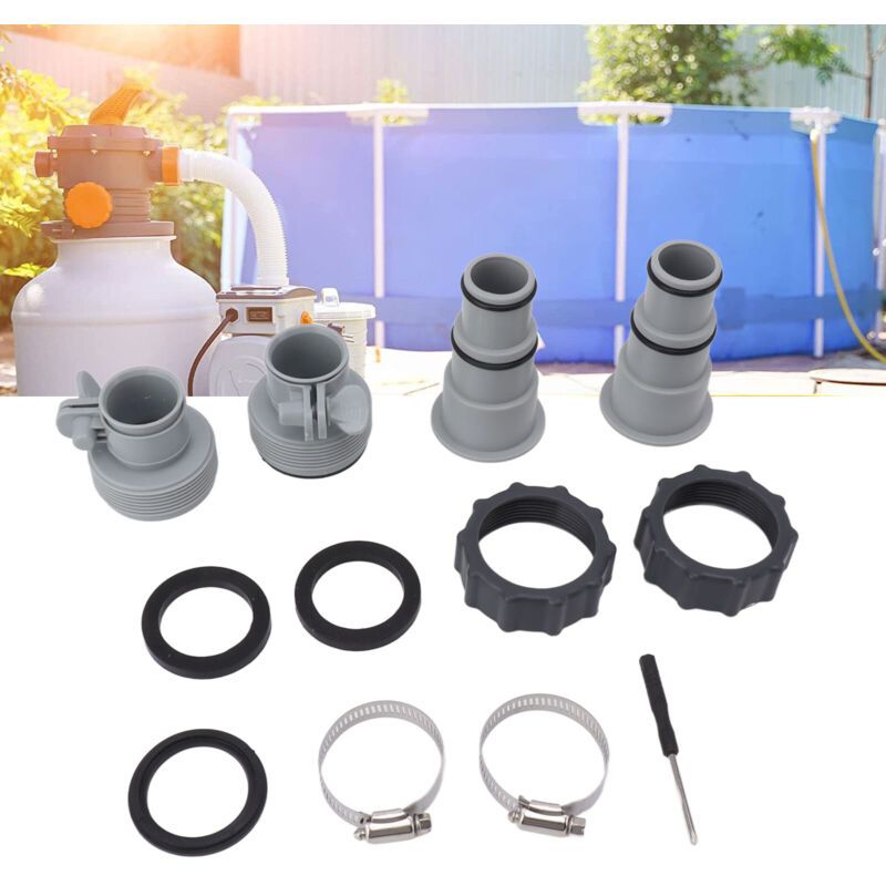 Swimming Pool Hose Adapter, Replacement Hose Adapter with Clamp for Threaded Connection Pumps - Image 1