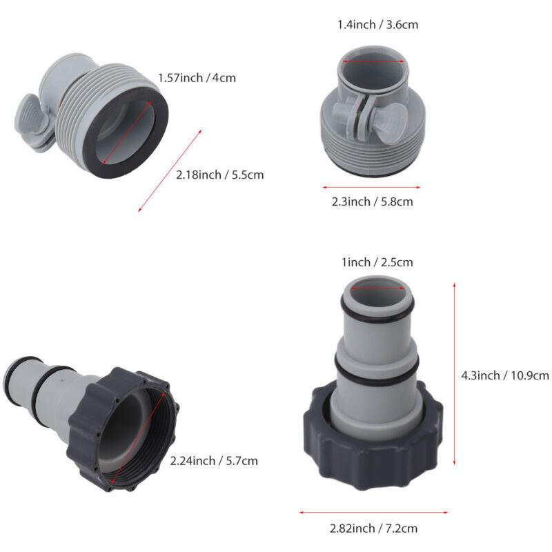 Swimming Pool Hose Adapter, Replacement Hose Adapter with Clamp for Threaded Connection Pumps - Image 2
