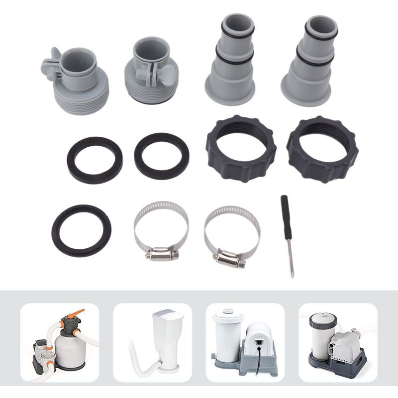 Swimming Pool Hose Adapter, Replacement Hose Adapter with Clamp for Threaded Connection Pumps - Image 3