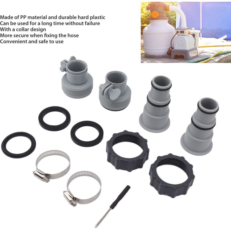 Swimming Pool Hose Adapter, Replacement Hose Adapter with Clamp for Threaded Connection Pumps - Image 4