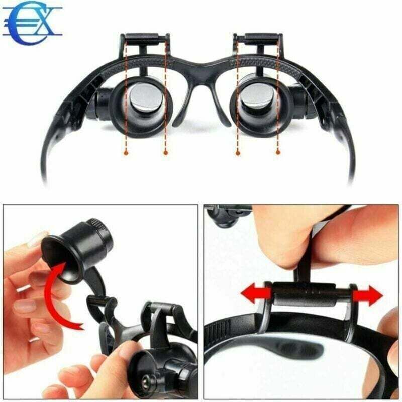 Headband Magnifier Head-Mounted Magnifying Glasses LED Light 10X, 15X, 20X and 25X Magnifications - Image 3