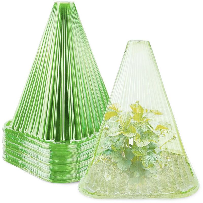 20 Pack Reusable Green Plastic Plant Covers, Garden Cloches with 40 Stakes for Flowers and Vegetables - Image 1