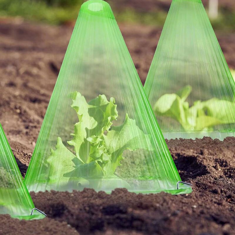 20 Pack Reusable Green Plastic Plant Covers, Garden Cloches with 40 Stakes for Flowers and Vegetables - Image 2