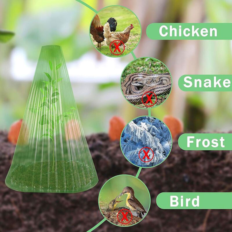20 Pack Reusable Green Plastic Plant Covers, Garden Cloches with 40 Stakes for Flowers and Vegetables - Image 4