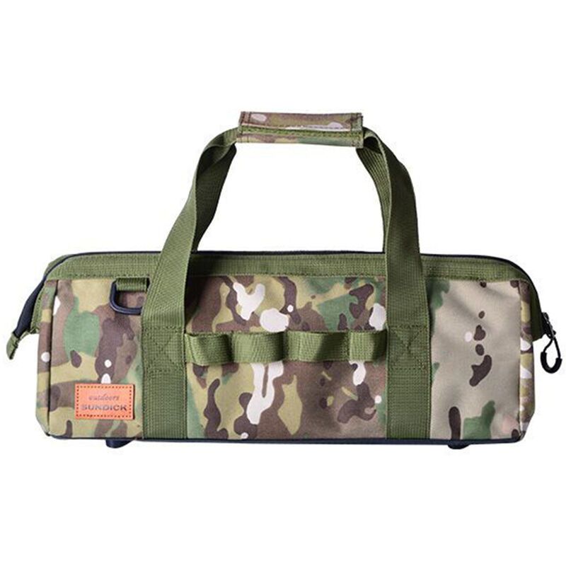 Camping Tool Bag Large Capacity Wide Mouth Storage Tool Bag Water Resistant Gear Bag, Camouflage - Image 1