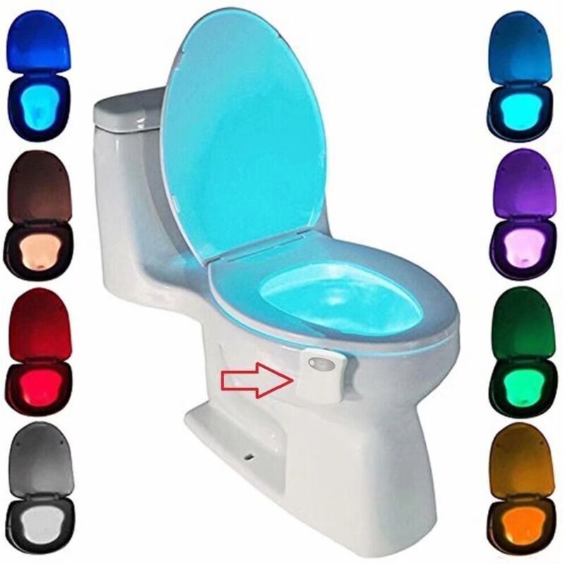 Toilet Light, LED Night Light for Toilet Bathroom PIR Sensor Detector 8 Color Changing Lighting, Only Activates in the Dark - Image 1
