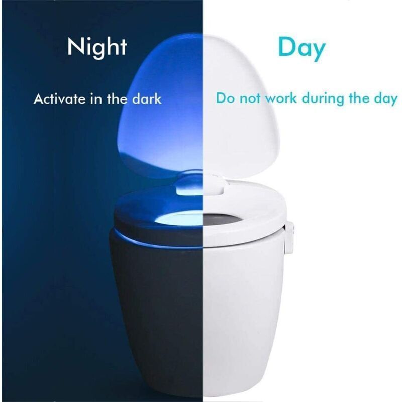 Toilet Light, LED Night Light for Toilet Bathroom PIR Sensor Detector 8 Color Changing Lighting, Only Activates in the Dark - Image 3