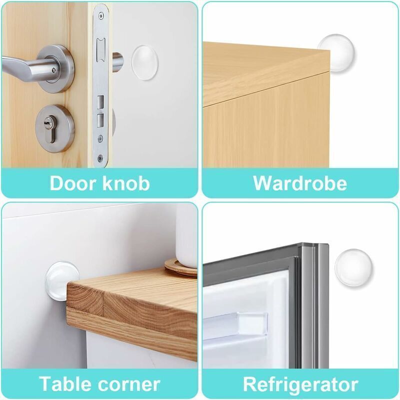 6 Pcs Wall Mounted Door Stopper, Self Adhesive Silicone Door Stopper, Strong Door Stop for Cabinet, Kitchen, Bathroom and Office Doors - Image 2