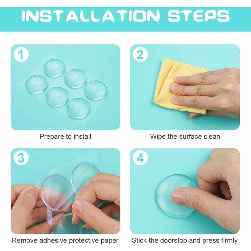 6 Pcs Wall Mounted Door Stopper, Self Adhesive Silicone Door Stopper, Strong Door Stop for Cabinet, Kitchen, Bathroom and Office Doors - Image 3