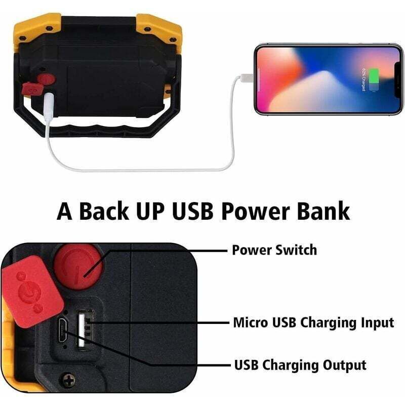 1 Pack Rechargeable LED Floodlight 30W 2000LM Site Floodlight Work Light 3 Modes Portable Lantern USB LED Floodlight for Camping, Construction Site - Image 4