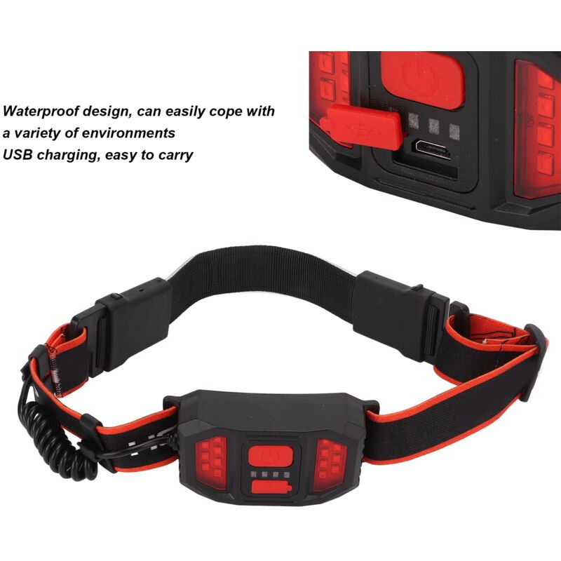 LED Headlamp, Highlight Headlight, Rechargeable Headlamp, Red Taillight for Camping, Hiking - Image 2