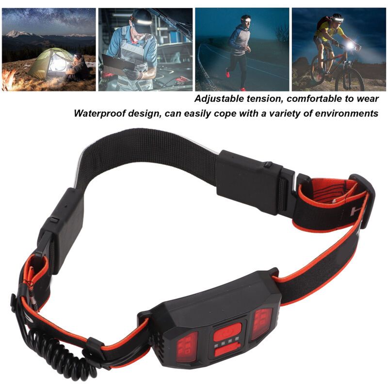 LED Headlamp, Highlight Headlight, Rechargeable Headlamp, Red Taillight for Camping, Hiking - Image 3