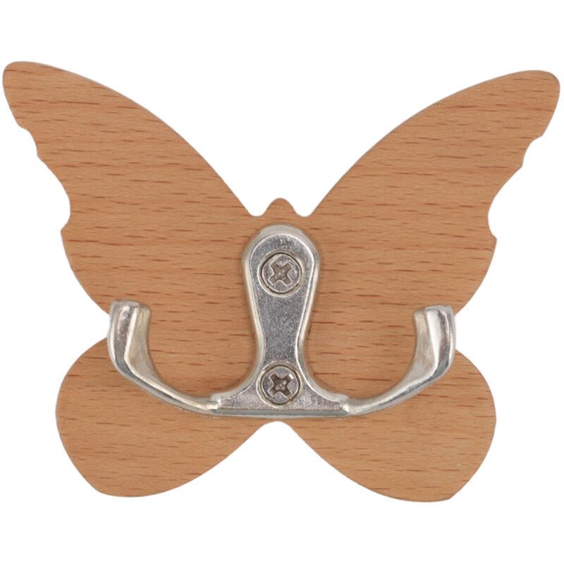 Wooden Butterfly Wall Hook, Wooden Wall Hanger for Coat, Clothes, Hat, Towel - Image 1