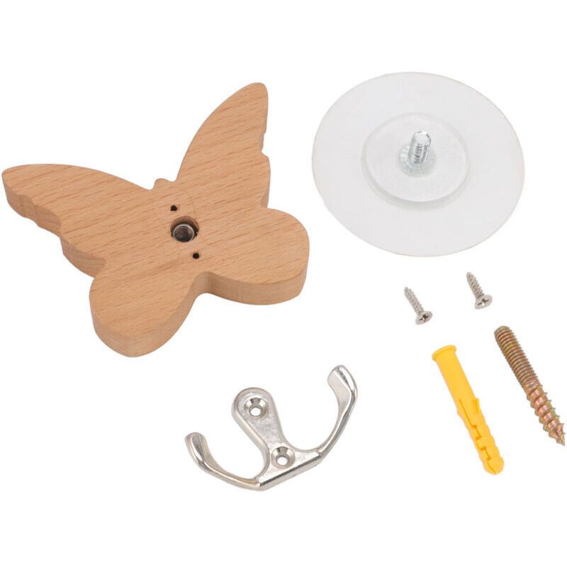 Wooden Butterfly Wall Hook, Wooden Wall Hanger for Coat, Clothes, Hat, Towel - Image 3