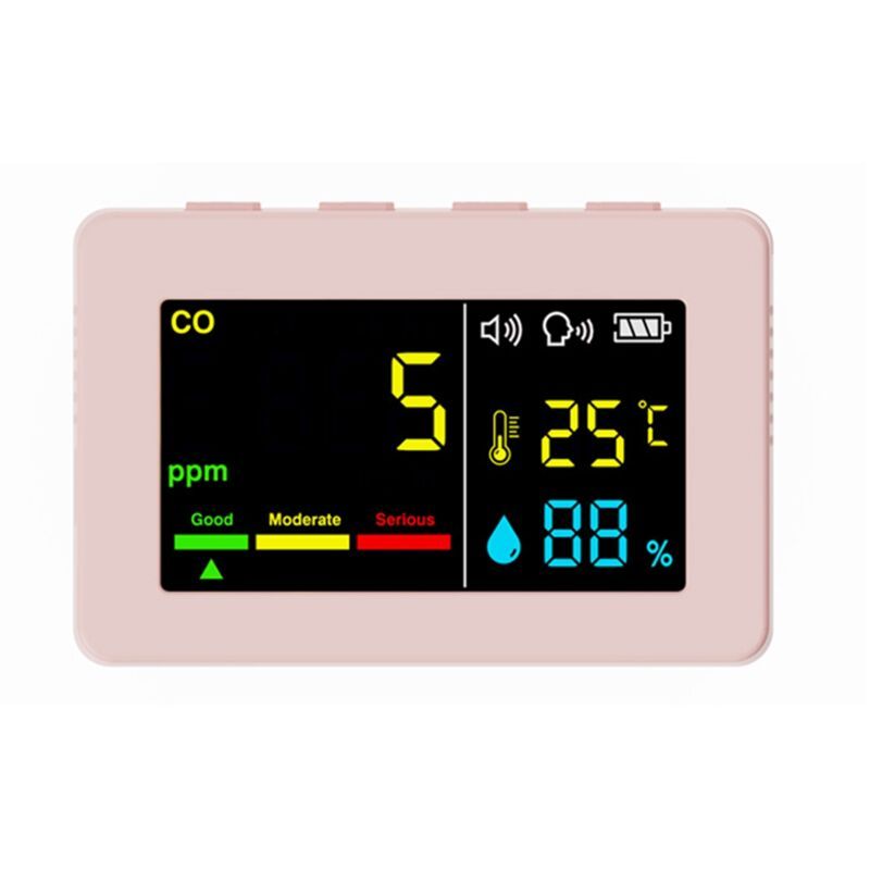 3-in-1 Portable Air Quality Meter, CO, Temperature and Humidity, Color Screen, Carbon Monoxide Detector with Voice Alarm and Battery Display - Image 1