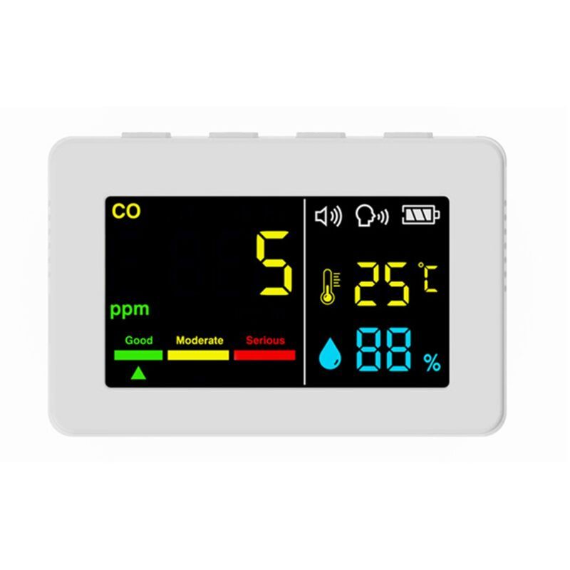 3-in-1 Portable Air Quality Meter, CO, Temperature and Humidity, Color Screen, Carbon Monoxide Detector with Voice Alarm and Battery Display - Image 1