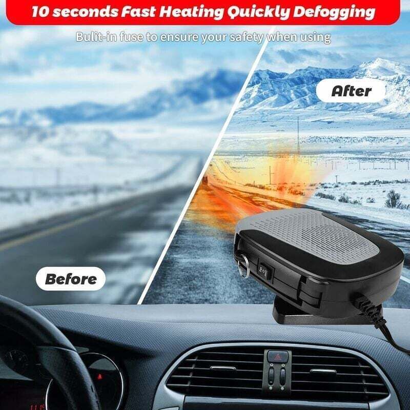 Car Heater 12V 150W Car Portable 2 in 1 Ceramic Heating Cooling Heating Fan Defroster Anti-Fog Universal, 360 Degree Car Heater Fan for Heating - Image 4