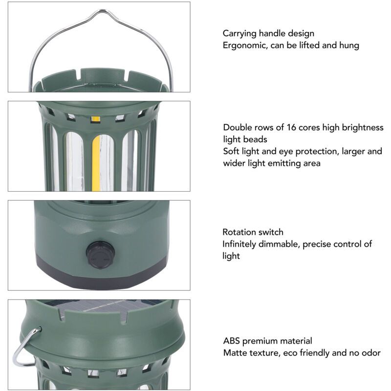 Professional Vintage Solar Camping Lantern, Rechargeable Waterproof Camping Lights, Hanging Tent Lights for Outdoor Camping - Image 2