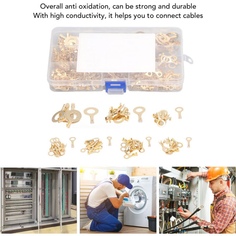 540 Pcs Gold Brass Ring Terminal M3 M4 M5 M6 M8 M10 O Shape Terminal Wire Connector - Image 2