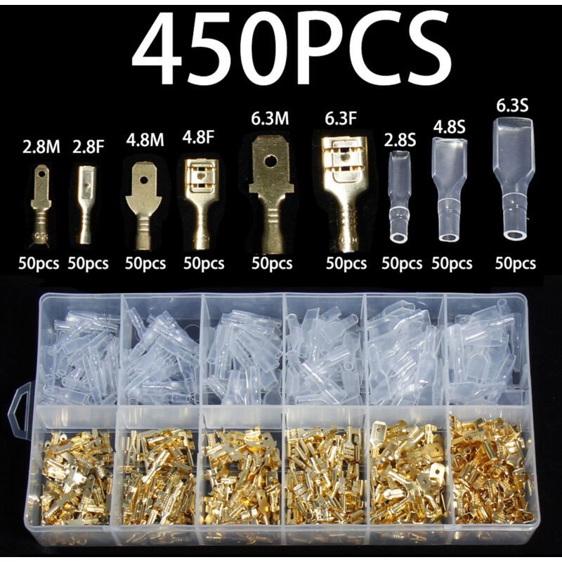 450 Pcs Wire Crimp Terminal Block Male Female Quick Splice Connectors for Batteries - Image 4