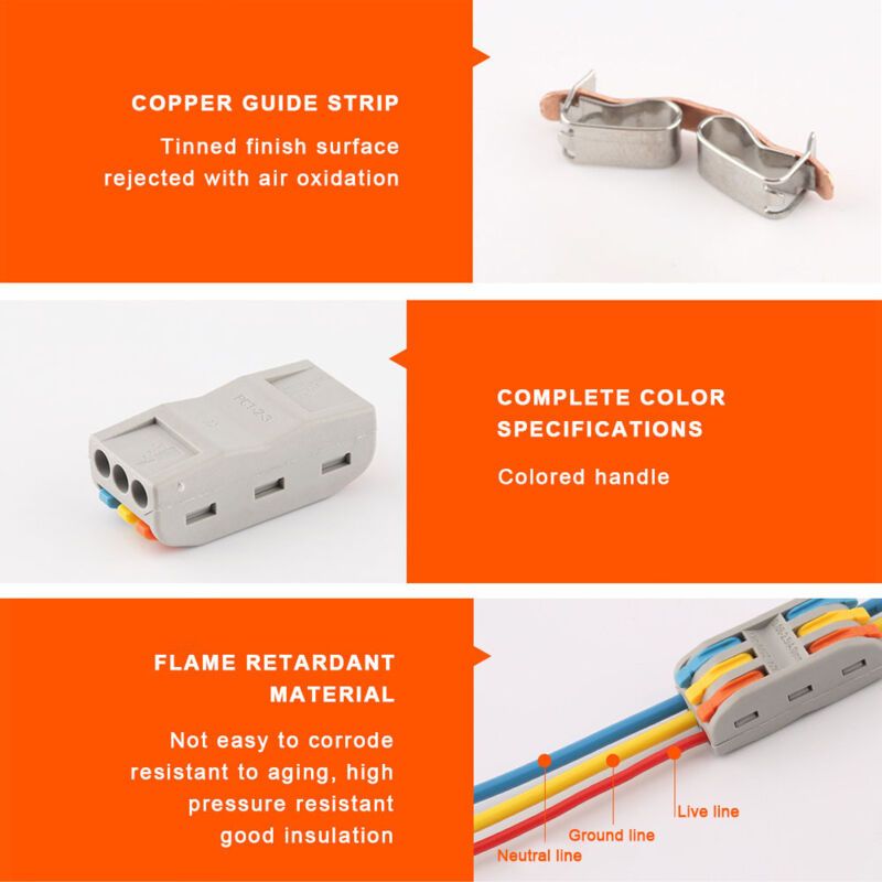 20 Pcs 11 28 AWG PCT-2-3 Electrical Cable Quick Wiring Connector Conductor Terminal Block - Image 4