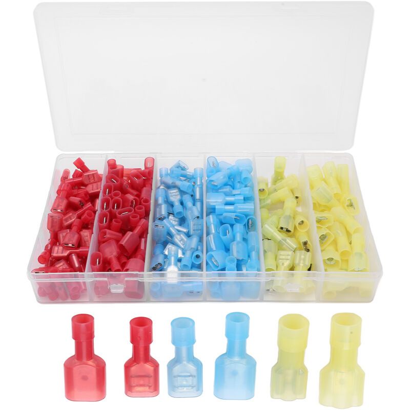 200 Pcs Cold Pressed Ring Terminal Connector Kit Female Male Copper Nylon Automotive Wiring Terminals - Image 1