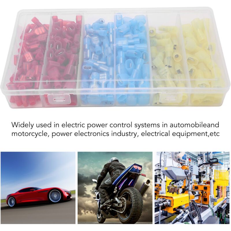 200 Pcs Cold Pressed Ring Terminal Connector Kit Female Male Copper Nylon Automotive Wiring Terminals - Image 3