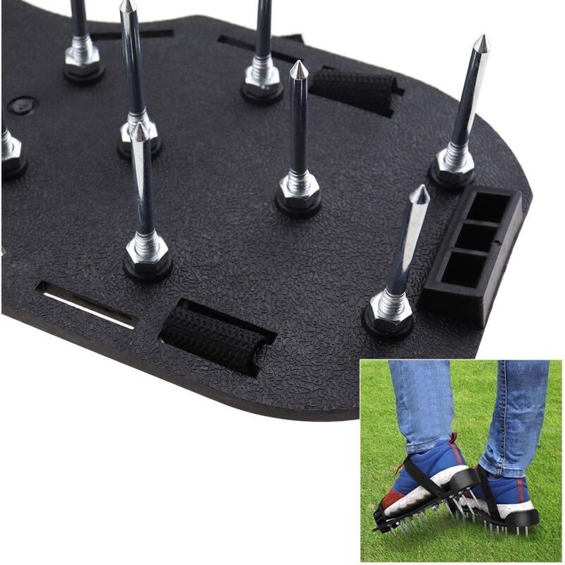 1 Pair Lawn Aerator, Lawn Scarifier Scarifier Spiked Shoes with Adjustable Straps, Universal Indoor and Outdoor, Black - Image 4