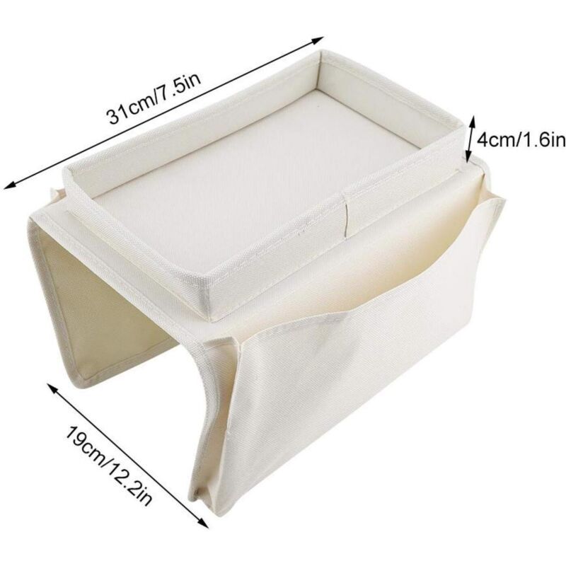 Sofa Chair Armrest Organizer, Non-Slip Armrest Organizer for Phone, Book, Magazines, TV Remote Control, Beige - Image 3