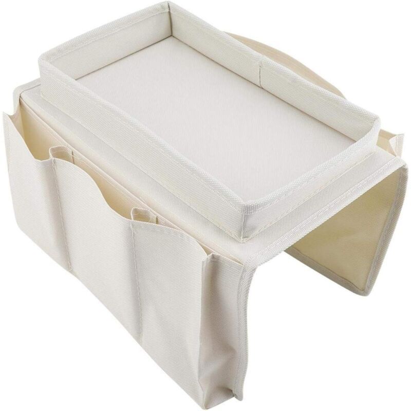 Sofa Chair Armrest Organizer, Non-Slip Armrest Organizer for Phone, Book, Magazines, TV Remote Control, Beige - Image 4