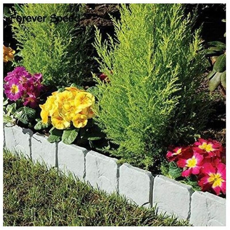20 Pcs Garden Edging Lawn Edging Stone Effect Fence Lawn Edge Grey Decorative Garden Edging, 5 m - Image 2