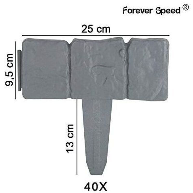 20 Pcs Garden Edging Lawn Edging Stone Effect Fence Lawn Edge Grey Decorative Garden Edging, 5 m - Image 3