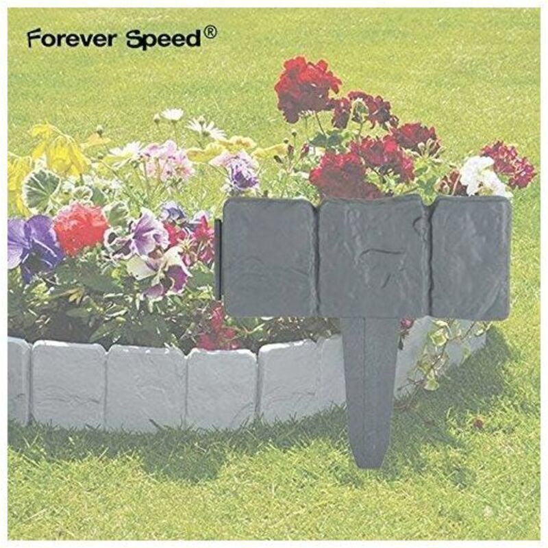 20 Pcs Garden Edging Lawn Edging Stone Effect Fence Lawn Edge Grey Decorative Garden Edging, 5 m - Image 4