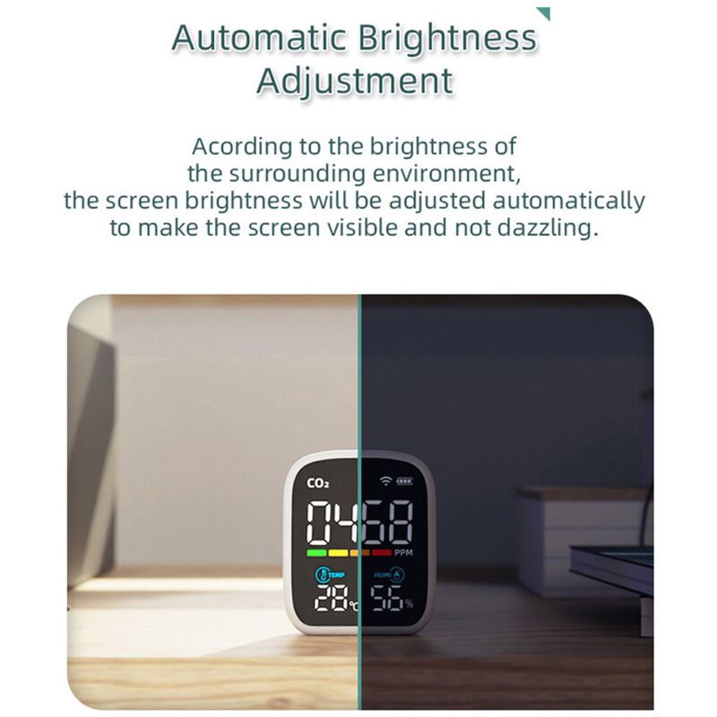 Portable CO2 Detector LED Display, Multi-Function Carbon Dioxide Tester, NDIR Temperature and Humidity Tester, Home Air Quality Tester - Image 3