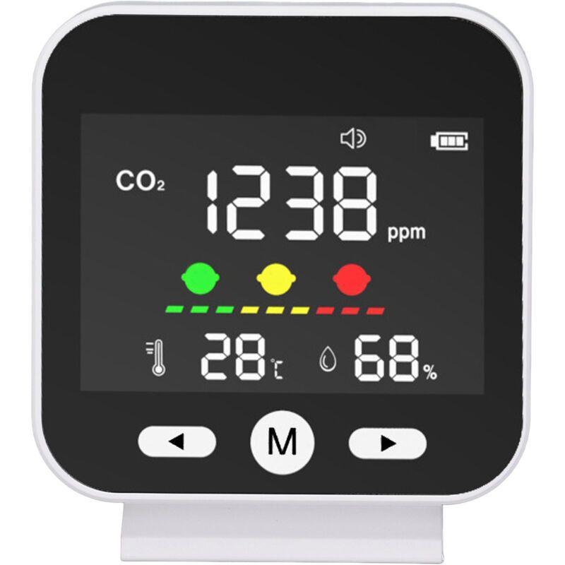High Precision Air Quality Monitor CO2 400-5000 ppm, Desktop Temperature and Humidity Detector - Image 1
