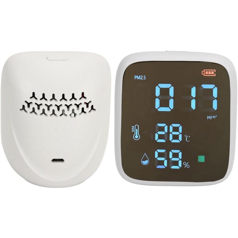 Indoor PM2.5 Air Quality Monitor, Mini Portable Smart Sensor, Temperature and Humidity Tester with Built-in Alarm - Image 1