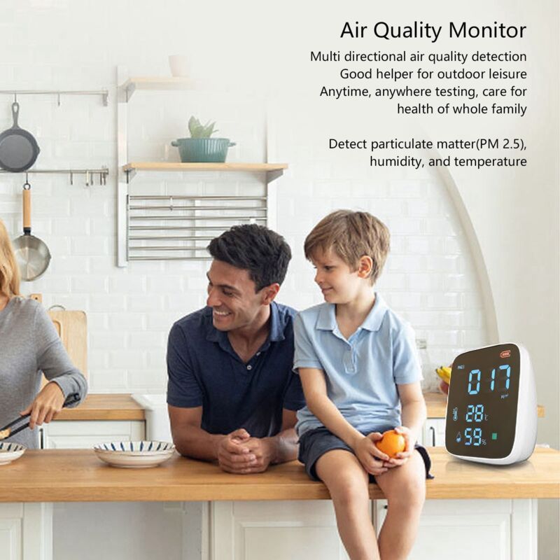 Indoor PM2.5 Air Quality Monitor, Mini Portable Smart Sensor, Temperature and Humidity Tester with Built-in Alarm - Image 3