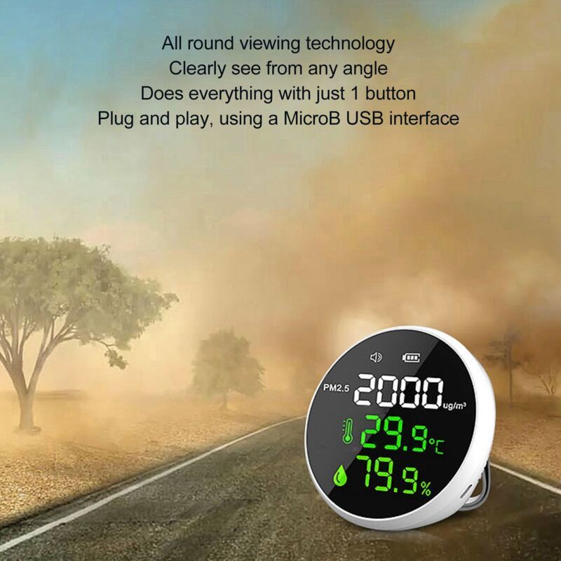 Indoor Air Quality Monitor PM2.5, Mini Portable Smart Sensor, Temperature and Humidity Tester - Image 3