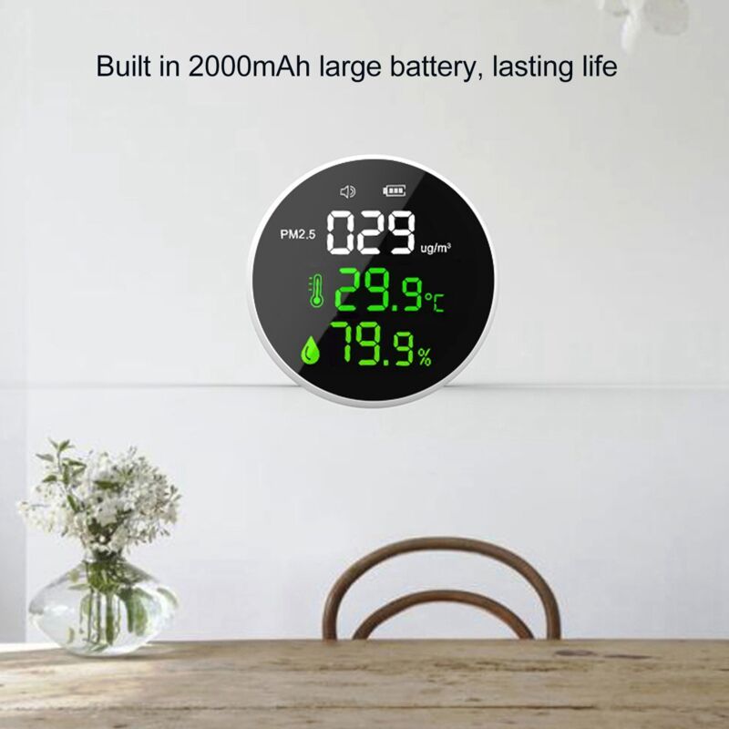 Indoor Air Quality Monitor PM2.5, Mini Portable Smart Sensor, Temperature and Humidity Tester - Image 4