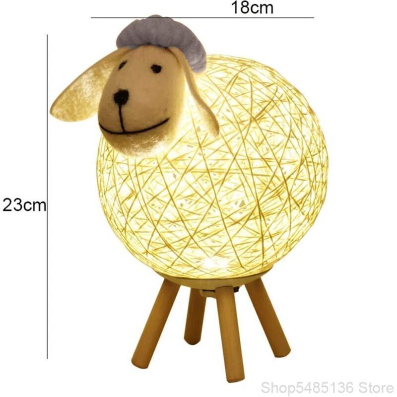 LED Night Light, Sheep Rattan Bedside Lamp, Children Night Light Projector, LED Night Lamp for Bedroom, Baby Room, Living Room, Gift, 110 cm - Image 4