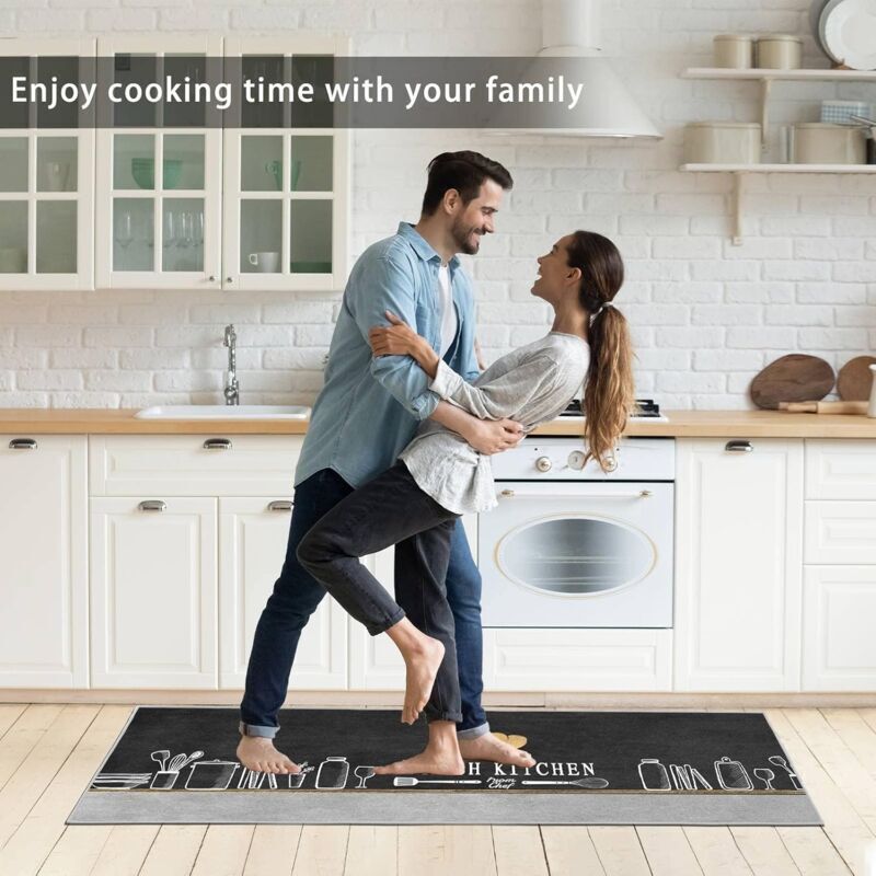 2 Pack Washable Kitchen Rugs, Pattern, Non-Slip Kitchen Mat, for Kitchen, Dining Room, Chef Hat, 40 x 120 cm, 40 x 60 cm - Image 4